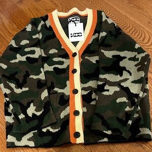 KBB by Kahlana Camouflage Cardigan Sweater - Green and Orange